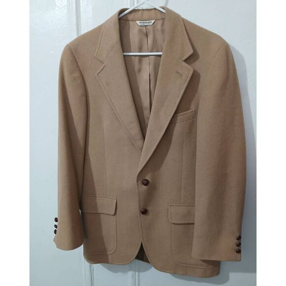 Vintage wallachs mens union made 100% camel hair tan blazer jacket size 40R - Picture 1 of 9